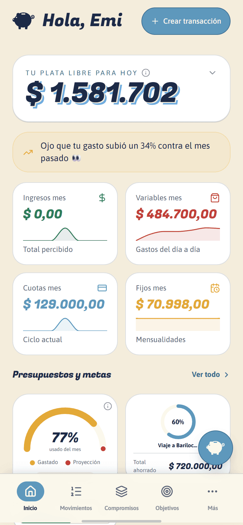 El home de Chanchito: tu plata libre para hoy